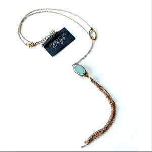 SPARKLING SAGE Turquoise Gold Chain Tassel Lariat